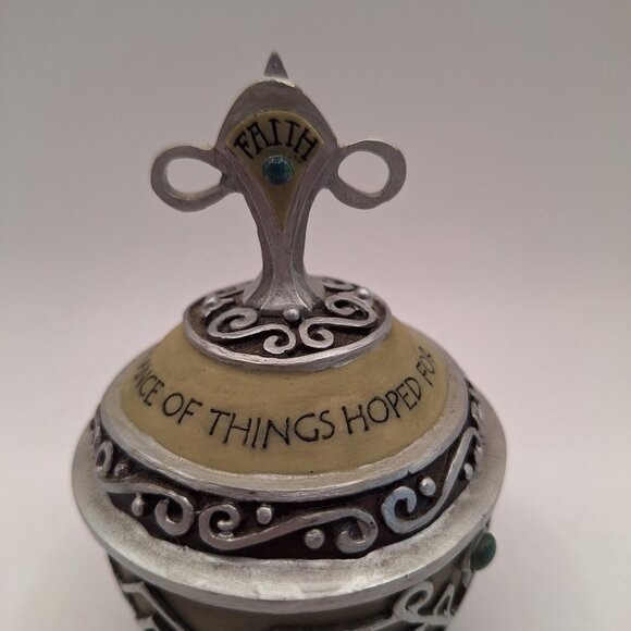 SPIRITUAL HARVEST FAITH PRAYER BOX GREEN JEWELED SILVER TONE - Picture 2 of 10